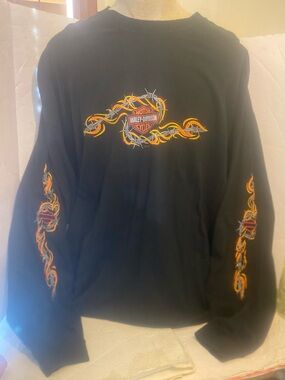 🔥2004 Harley Davidson Barb Wire And Flames Collectable Vintage 4X Long Sleeve